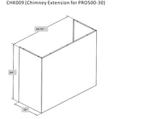 Load image into Gallery viewer, accessibilityContent = "Dimension photo of CHK009 Chimney Extension for PRO500 30-inch. Width: 29.75 inches, Depth: 12 inches, Height: 24 inches."