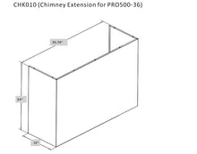 Load image into Gallery viewer, accessibilityContent = "Dimension photo of CHK010 Chimney Extension for PRO500 36-inch. Width: 35.78 inches, Depth: 12 inches, Height: 24 inches."