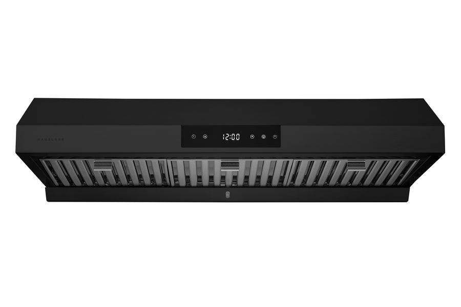 Hauslane | Chef Series 36" PS18 Under Cabinet Range Hood, Matte Black | Pro Performance | Contemporary Design, Touch Screen, Dishwasher Safe Baffle Filters, LED Lamps, 3-Way Venting