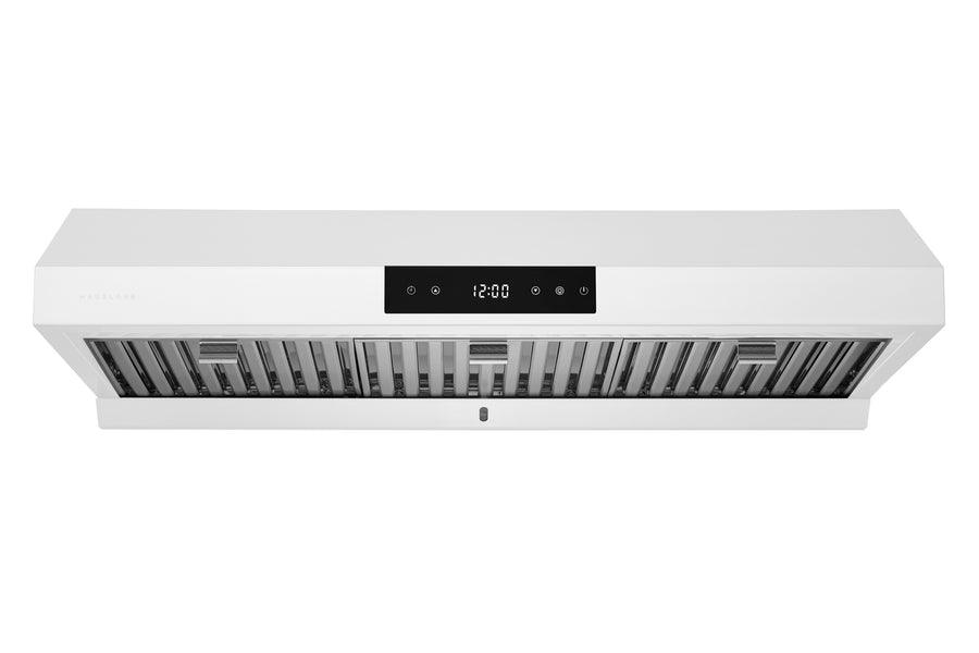 Hauslane | Chef Series 36" PS18 Under Cabinet Range Hood, Matte White | Pro Performance | Contemporary Design, Touch Screen, Dishwasher Safe Baffle Filters, LED Lamps, 3-Way Venting