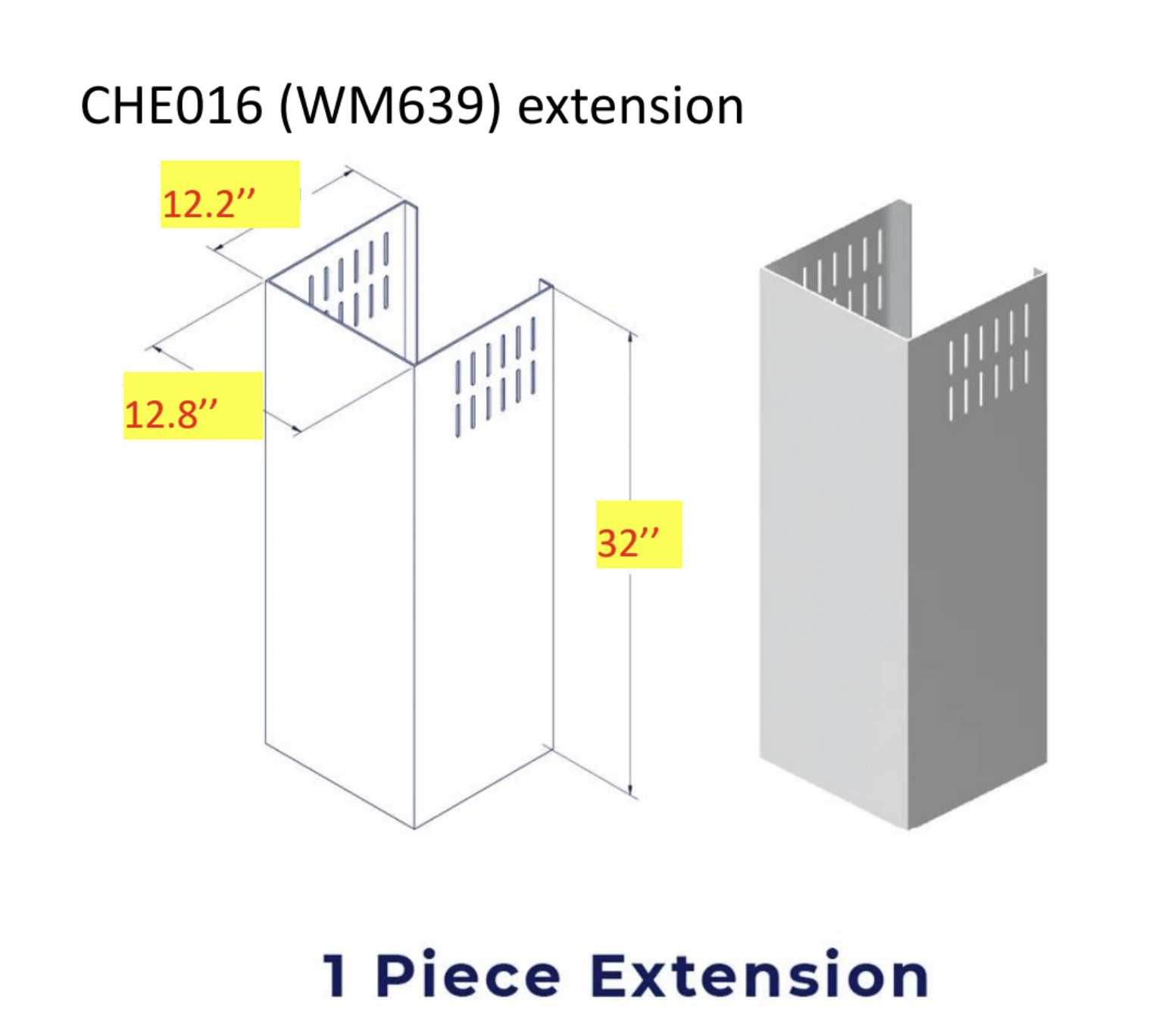 Hauslane Chimney Extension CHE016 | Hauslane Range Hoods