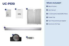 Load image into Gallery viewer, filterConfiguration = {
colors: ['Stainless Steel'],
sizes: ['30']
}

accessibilityContent = 'Photo of UC-PS10 inclusions. What's Included?: Bag of Screws, User Manual, x3 Dishwasher-Safe Baffle Filters, Grease Tray, Top 6" Round Exhaust Adapter, Aluminum Foil Tape'