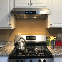 Hauslane UC-PS38 Under Cabinet Range Hood with press buttons and stainless steel finish