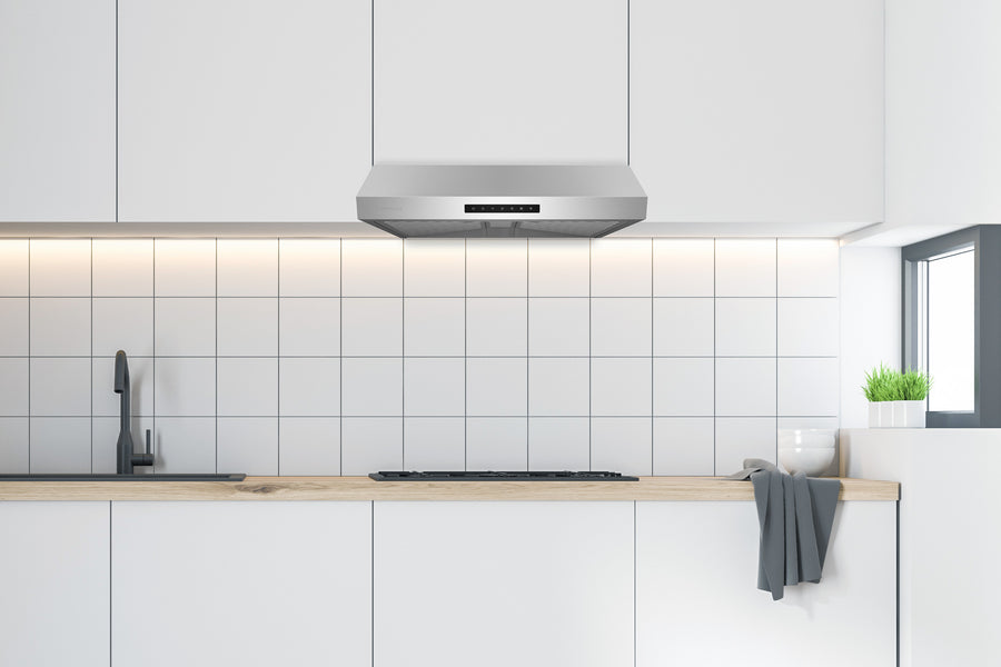 Winflo 30 298 CFM Ductecd Stainless Steel Under Cabinet Range Hood with Baffle Winflo 30 298 CFM Ductecd Stainless Steel Under Cabinet Range Hood with Baffle