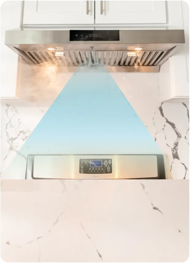 The ventilation fan starts when the burner heats up.