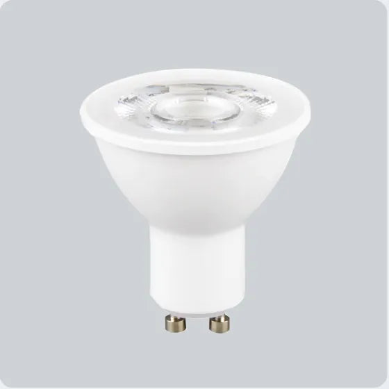 A replaceable GU10 LED bulb.
